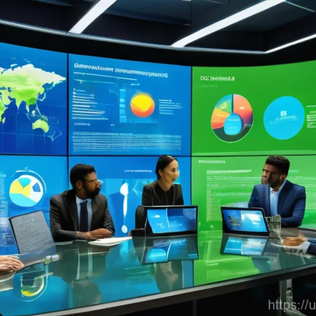 학제간 연구의 국제적 협력 방안 - **Global Collaboration for Environmental Solutions:** "A vibrant, wide-angle shot of a diverse g...