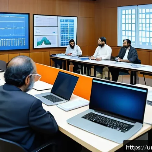 학제간 연결 탐색법에 대한 비판적 시각 - A vibrant interdisciplinary research workshop scene set in a modern Pakistani university conference ...